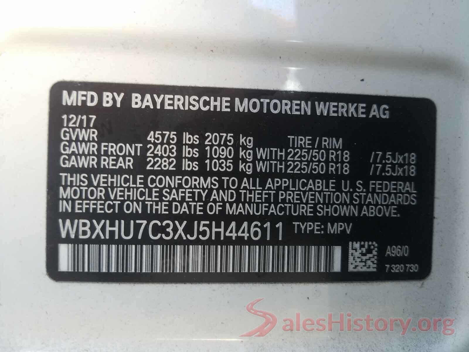 WBXHU7C3XJ5H44611 2018 BMW X1