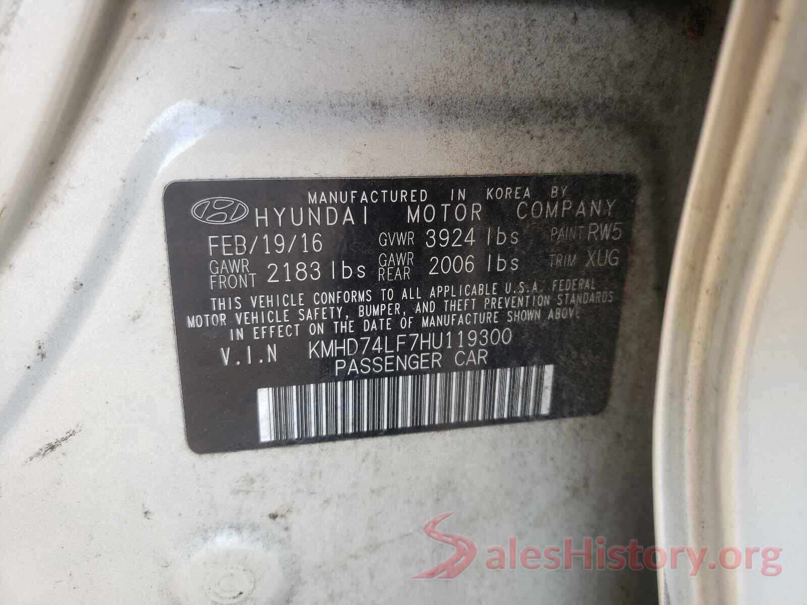 KMHD74LF7HU119300 2017 HYUNDAI ELANTRA