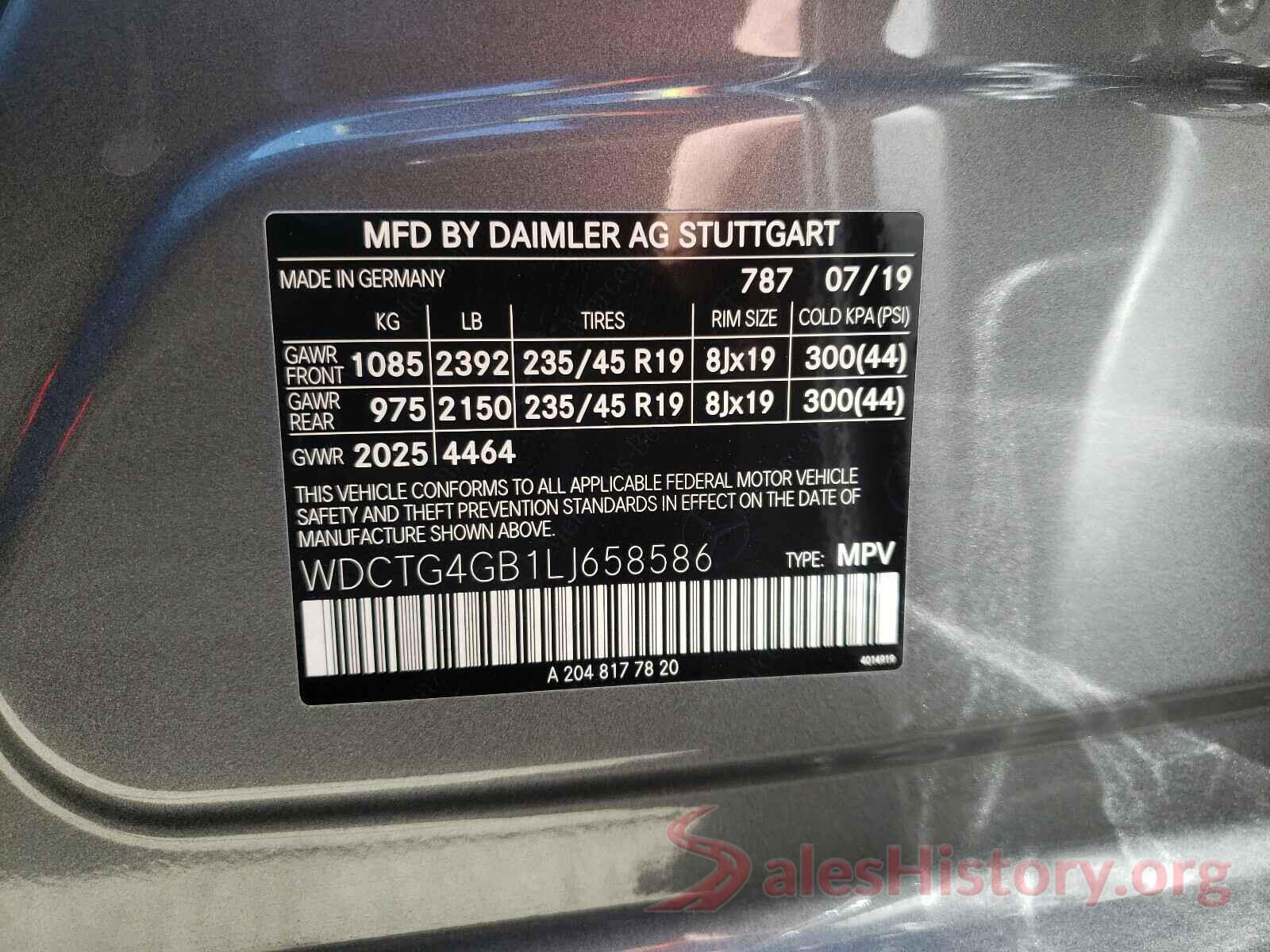 WDCTG4GB1LJ658586 2020 MERCEDES-BENZ G CLASS