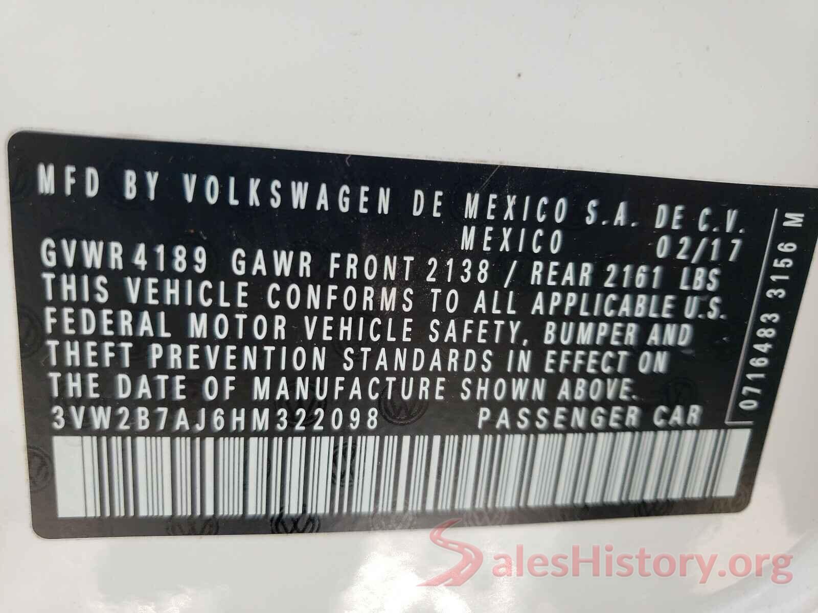 3VW2B7AJ6HM322098 2017 VOLKSWAGEN JETTA