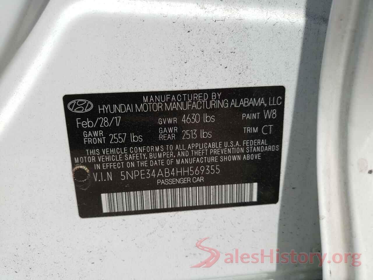 5NPE34AB4HH569355 2017 HYUNDAI SONATA