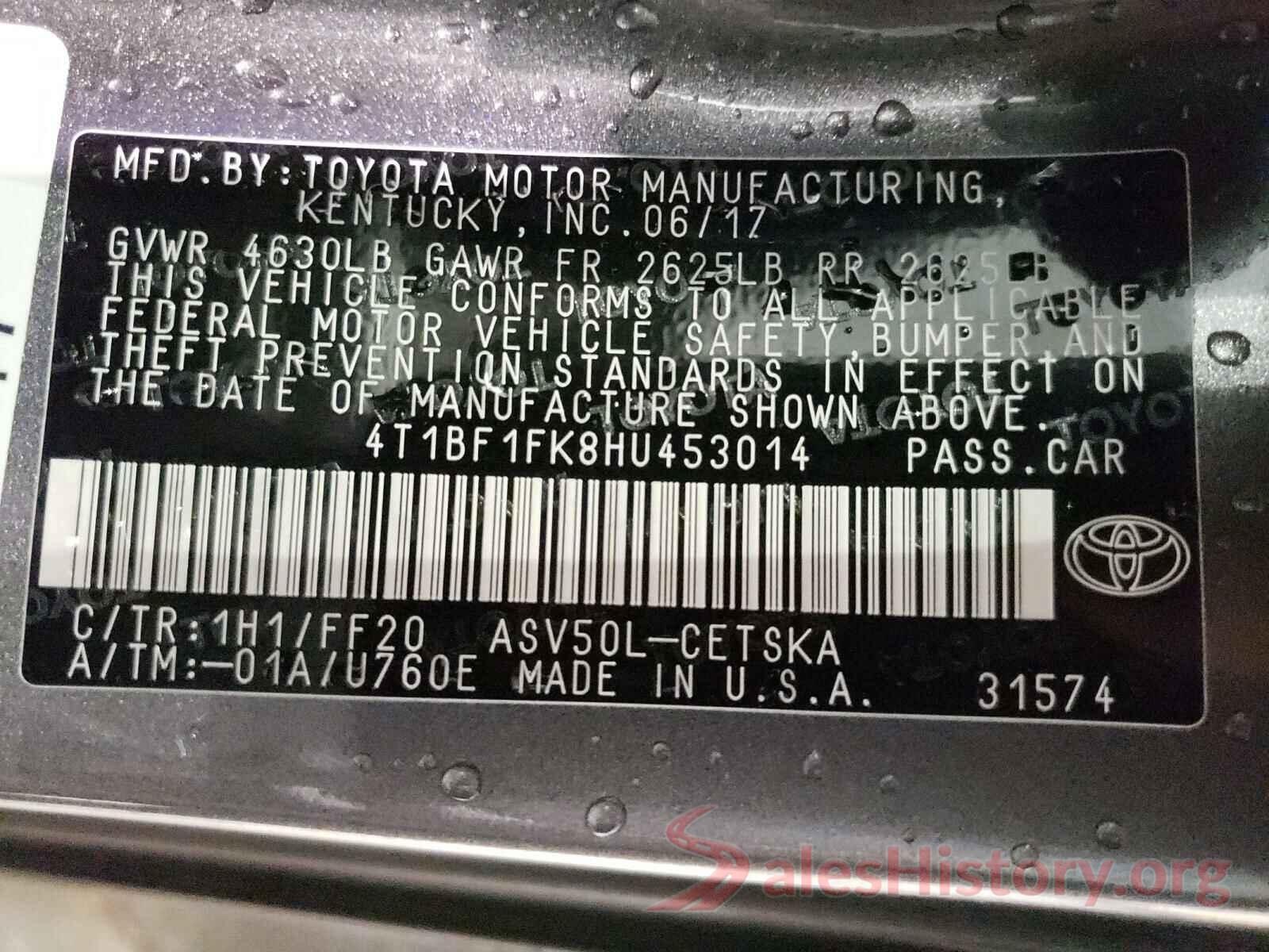 4T1BF1FK8HU453014 2017 TOYOTA CAMRY