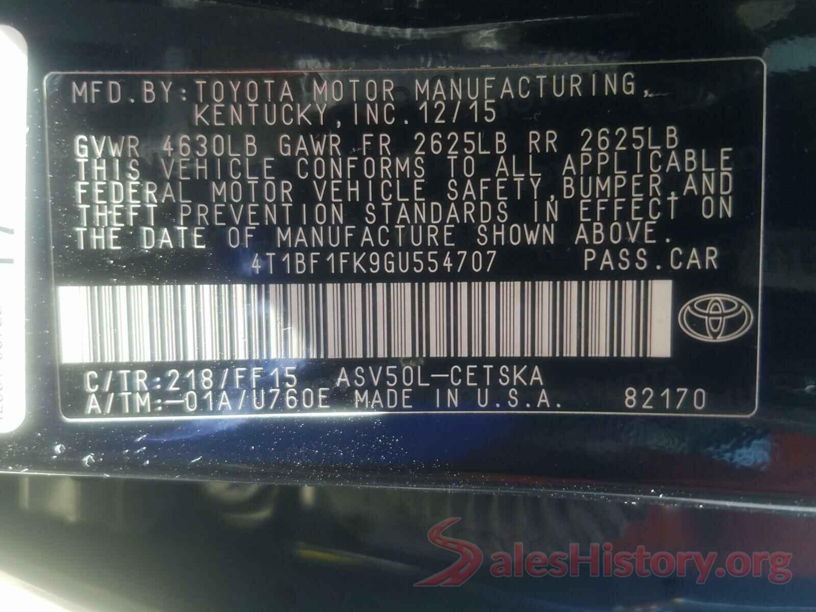 4T1BF1FK9GU554707 2016 TOYOTA CAMRY