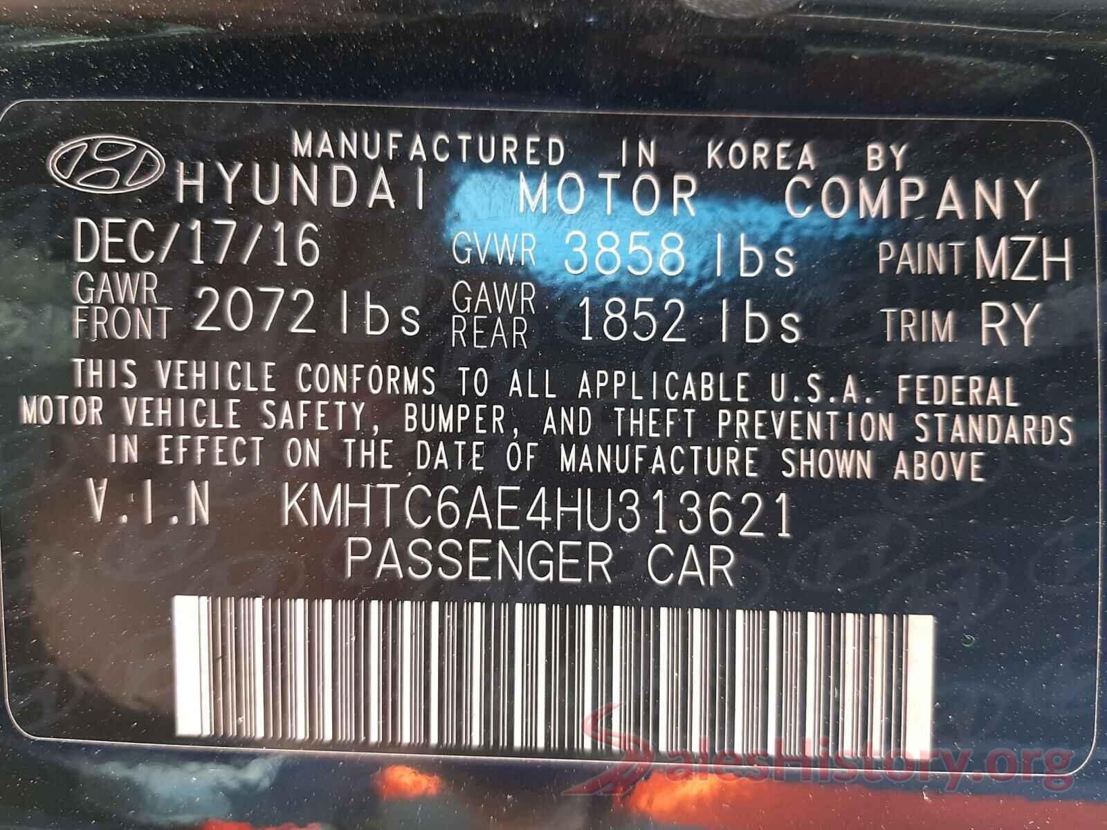 KMHTC6AE4HU313621 2017 HYUNDAI VELOSTER