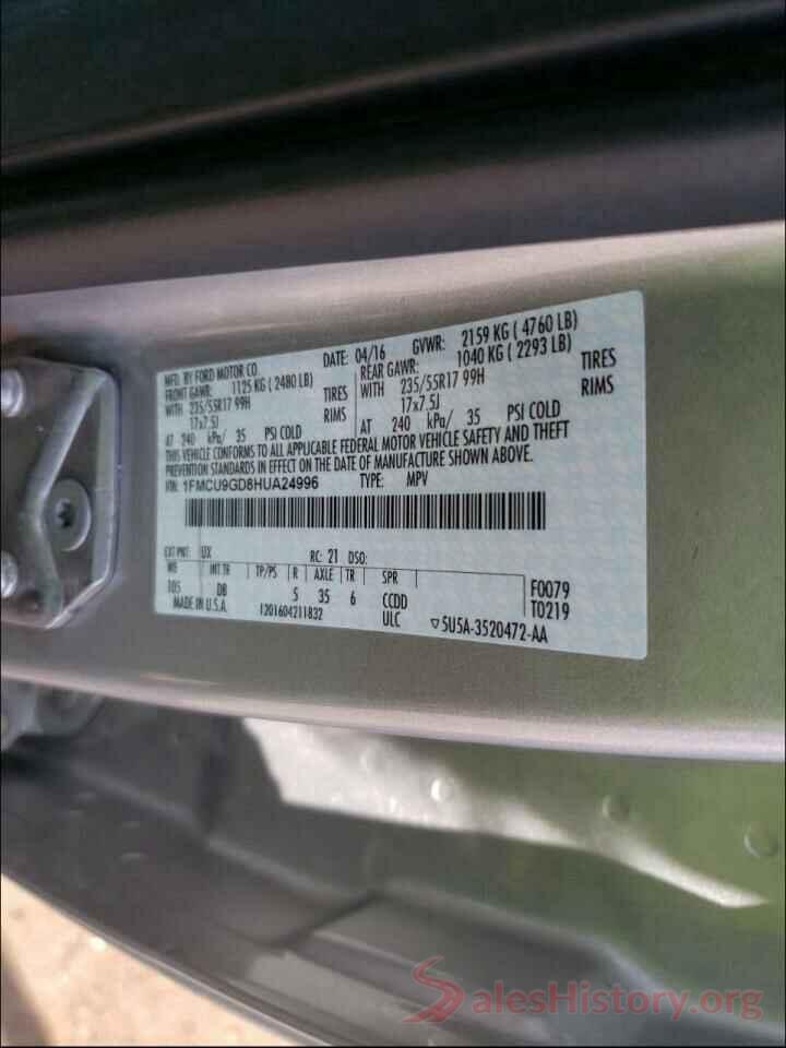 1FMCU9GD8HUA24996 2017 FORD ESCAPE