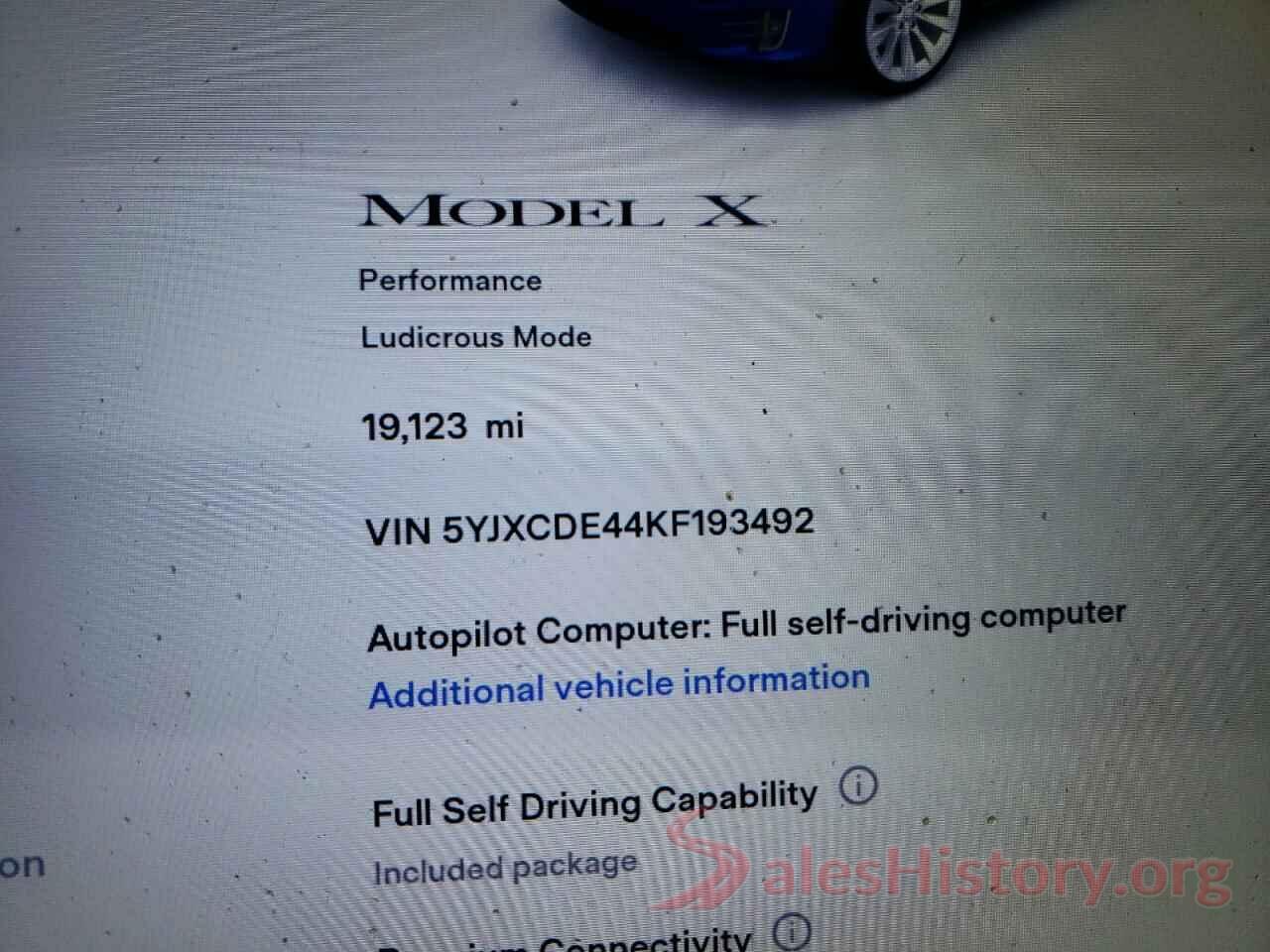 5YJXCDE44KF193492 2019 TESLA MODEL X