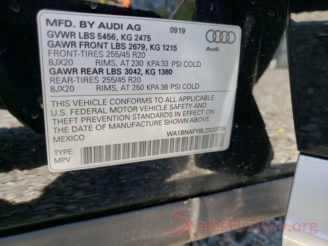 WA1BNAFY8L2020738 2020 AUDI Q5