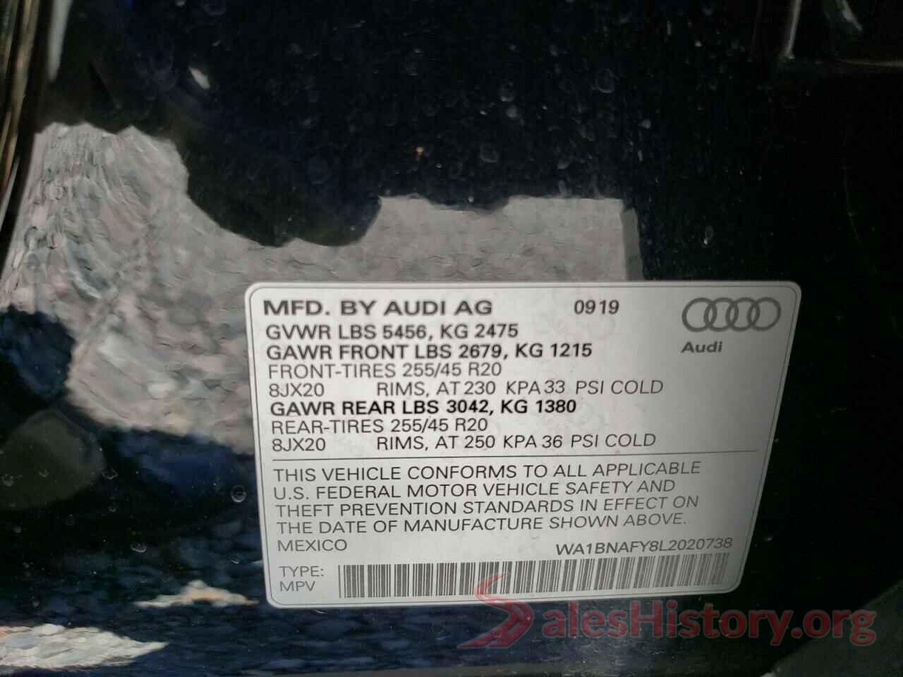 WA1BNAFY8L2020738 2020 AUDI Q5