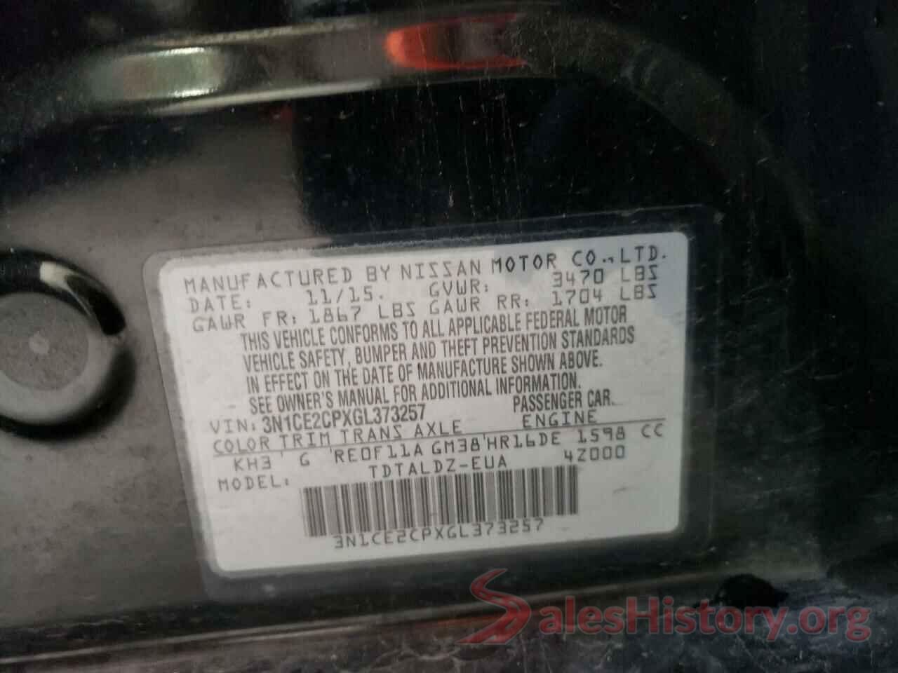 3N1CE2CPXGL373257 2016 NISSAN VERSA