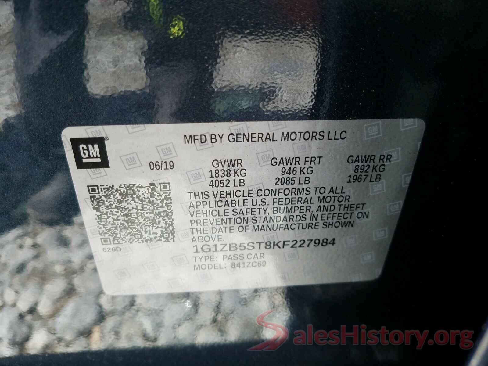 1G1ZB5ST8KF227984 2019 CHEVROLET MALIBU