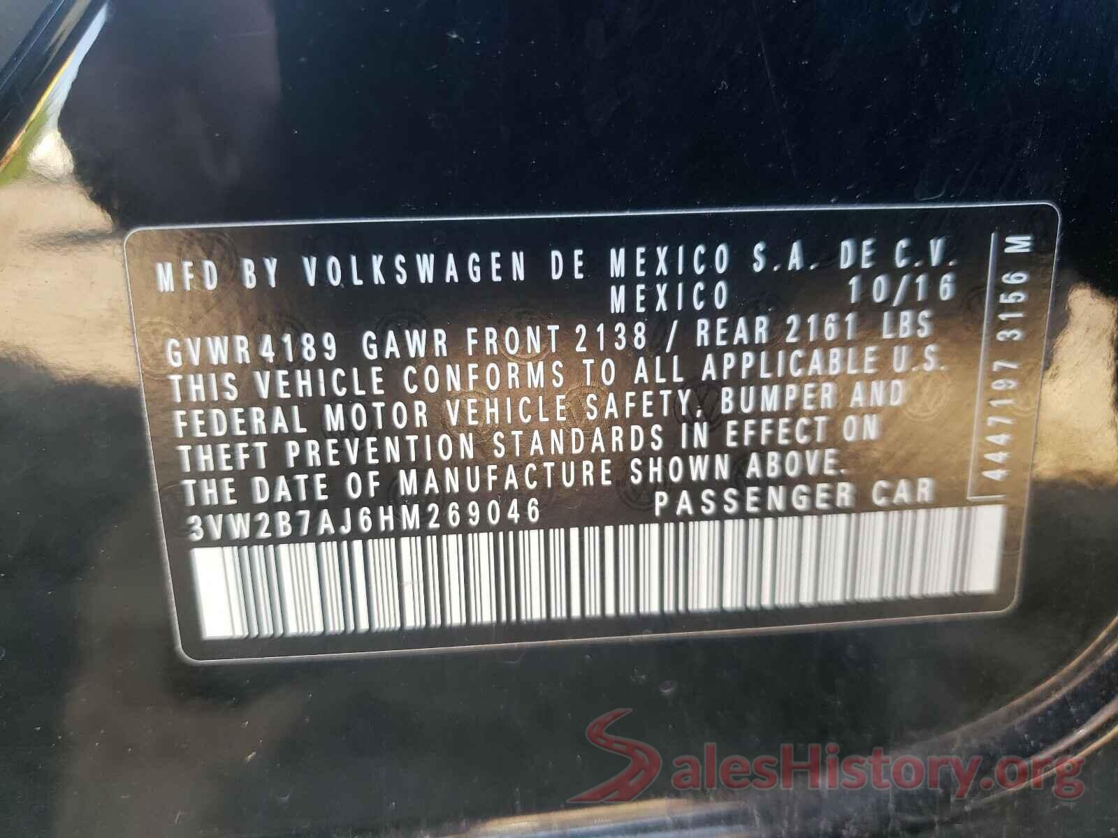 3VW2B7AJ6HM269046 2017 VOLKSWAGEN JETTA