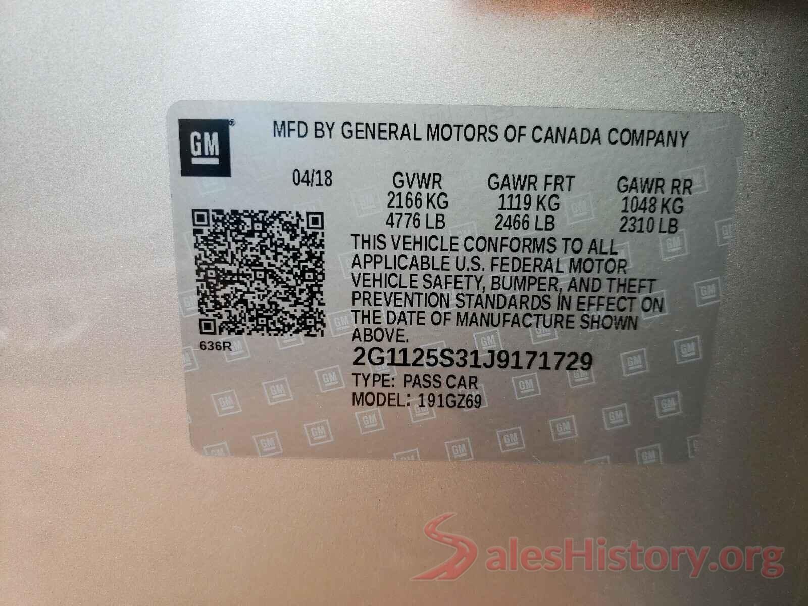 2G1125S31J9171729 2018 CHEVROLET IMPALA