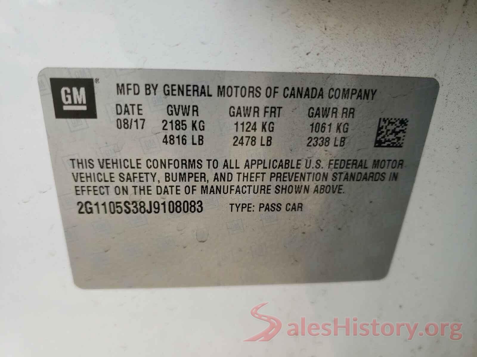 2G1105S38J9108083 2018 CHEVROLET IMPALA