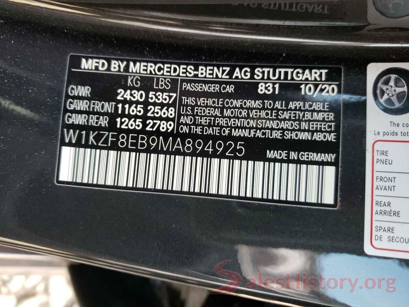 W1KZF8EB9MA894925 2021 MERCEDES-BENZ E CLASS