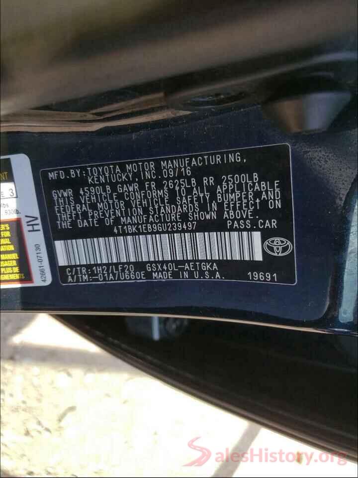 4T1BK1EB9GU239497 2016 TOYOTA AVALON