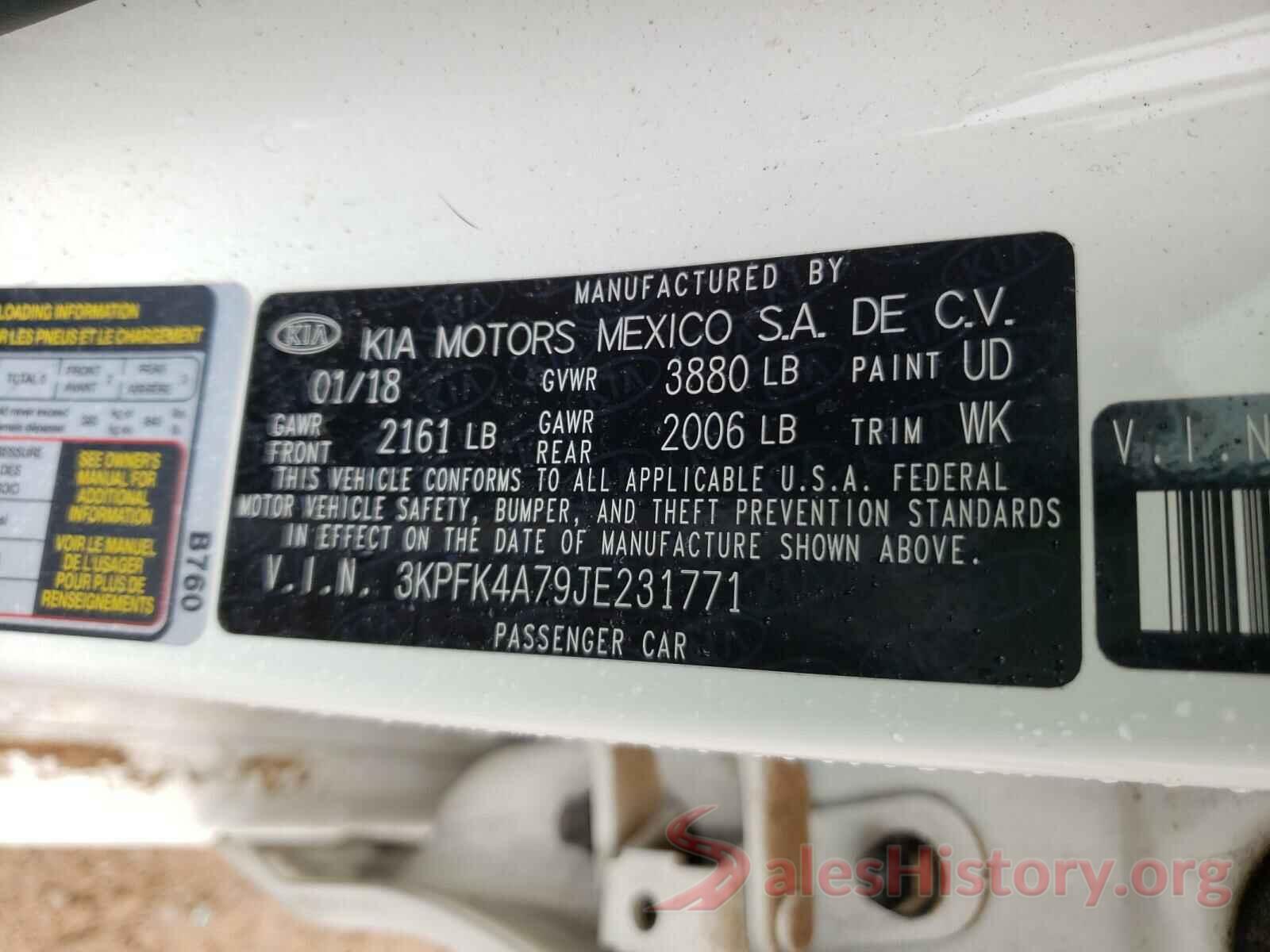 3KPFK4A79JE231771 2018 KIA FORTE