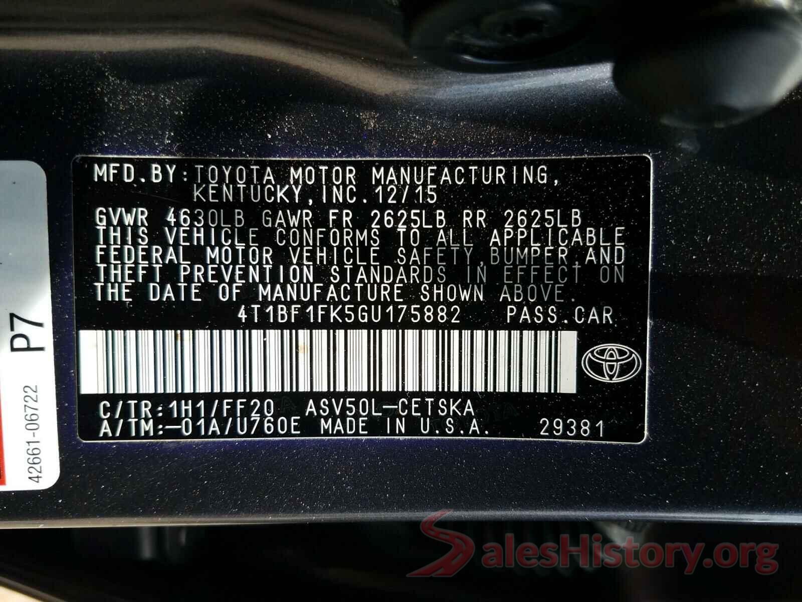 4T1BF1FK5GU175882 2016 TOYOTA CAMRY