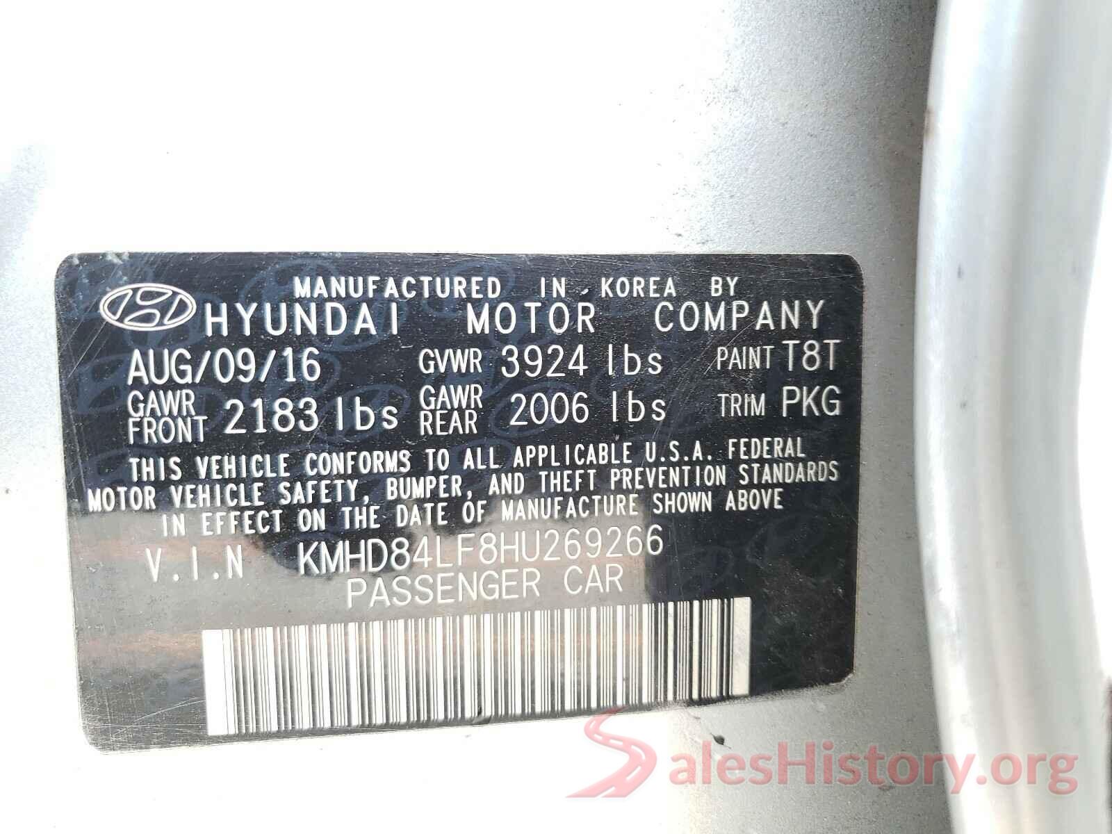 KMHD84LF8HU269266 2017 HYUNDAI ELANTRA