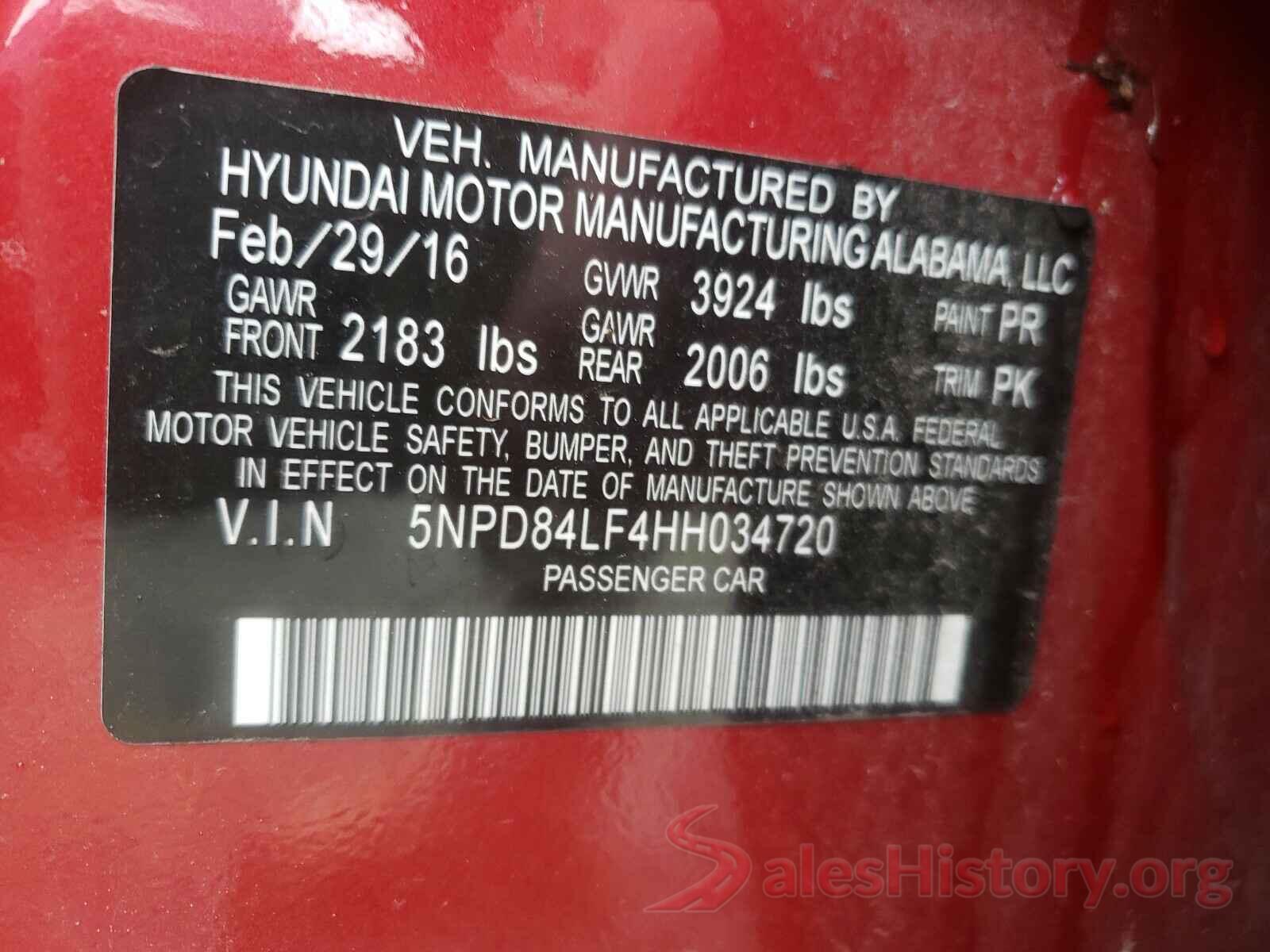 5NPD84LF4HH034720 2017 HYUNDAI ELANTRA