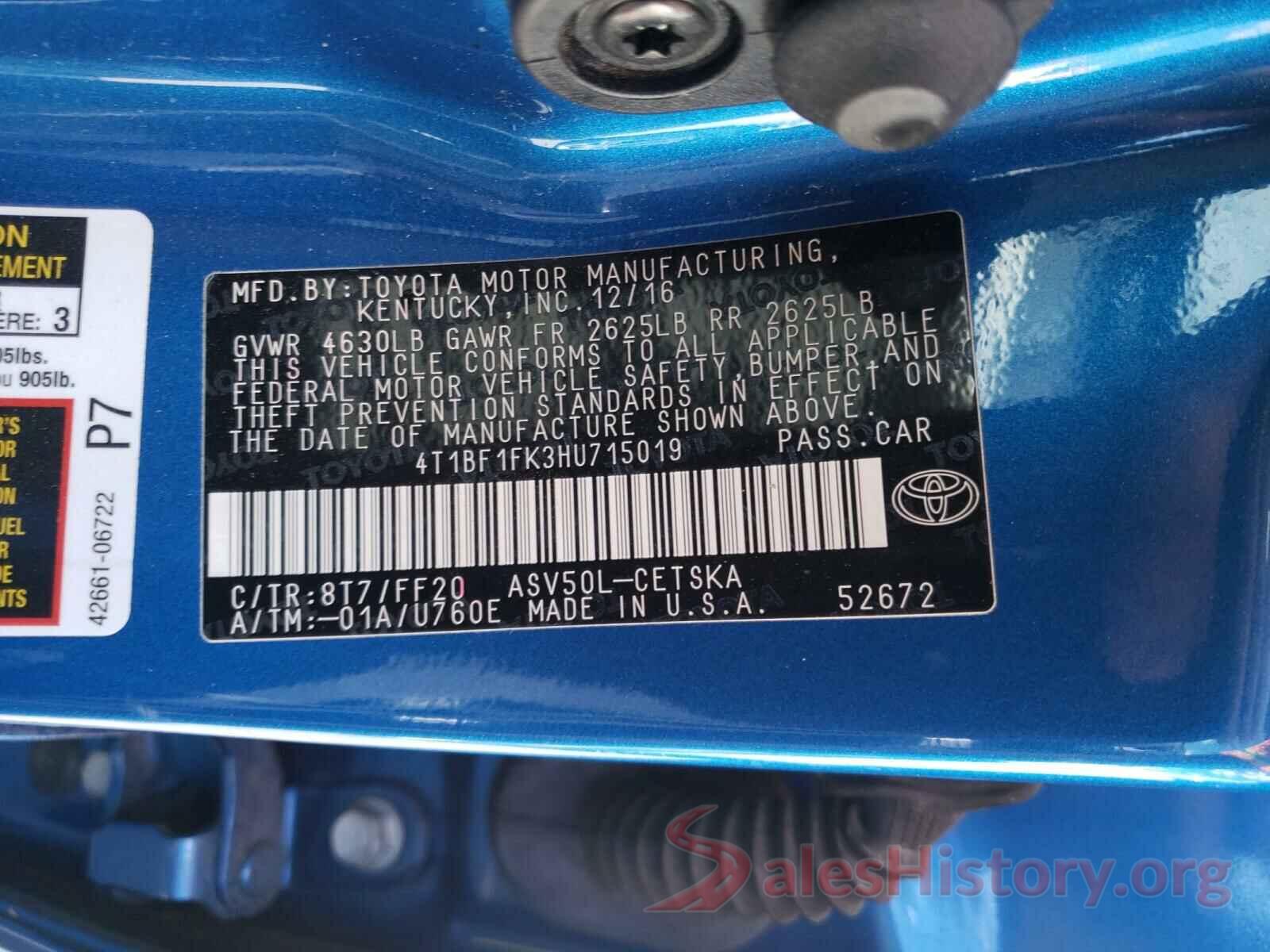 4T1BF1FK3HU715019 2017 TOYOTA CAMRY