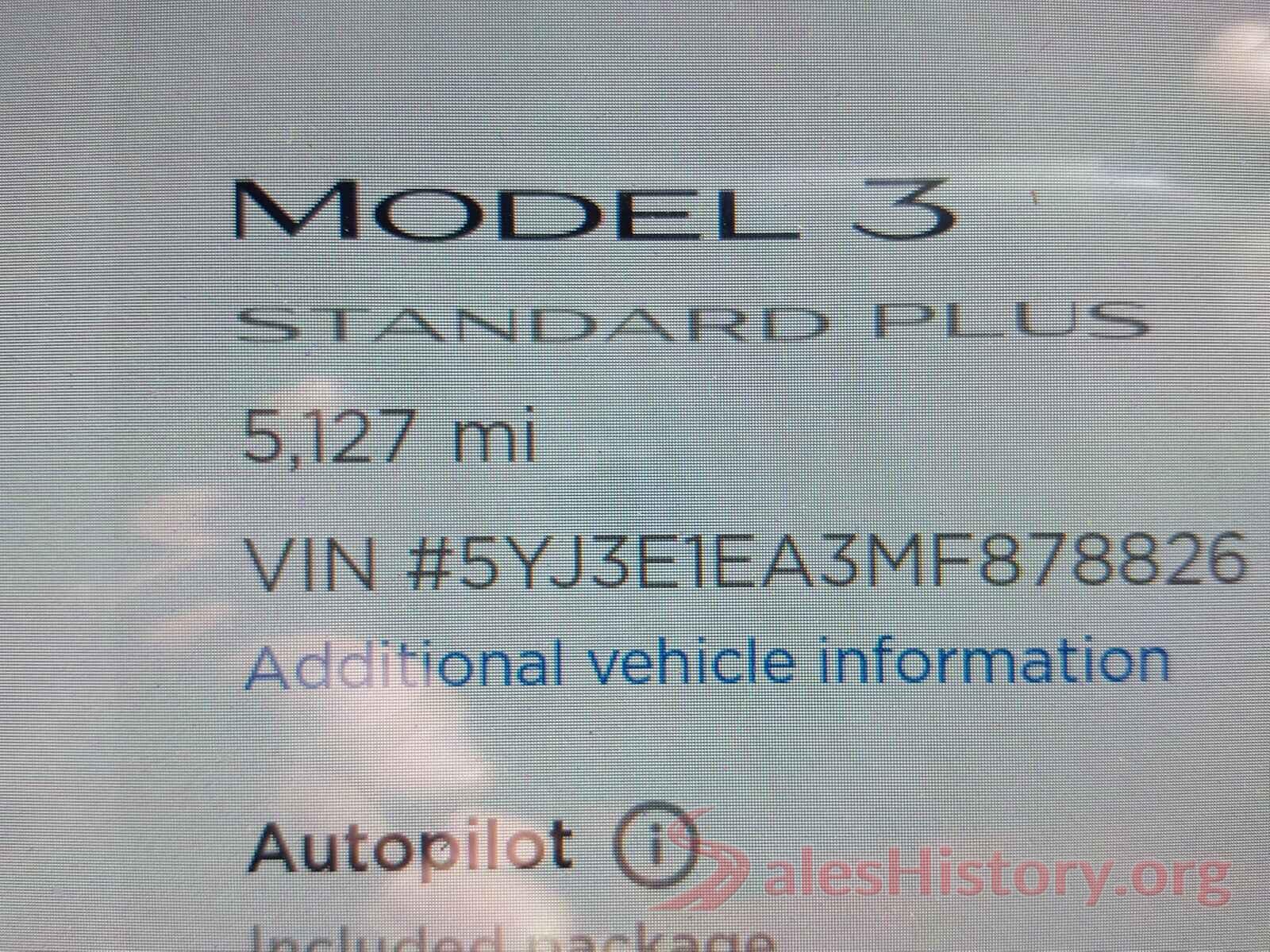 5YJ3E1EA3MF878826 2021 TESLA MODEL 3