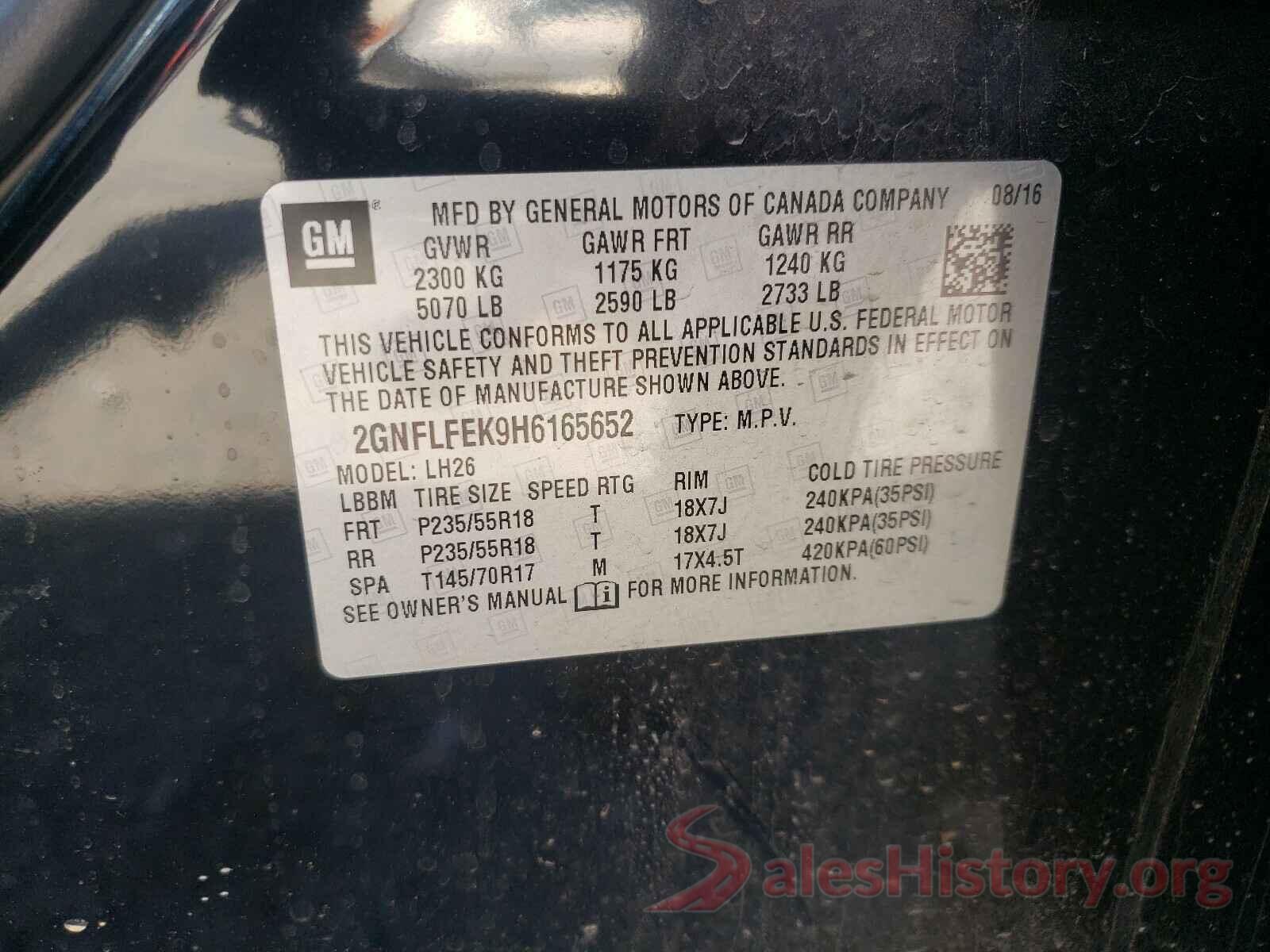 2GNFLFEK9H6165652 2017 CHEVROLET EQUINOX