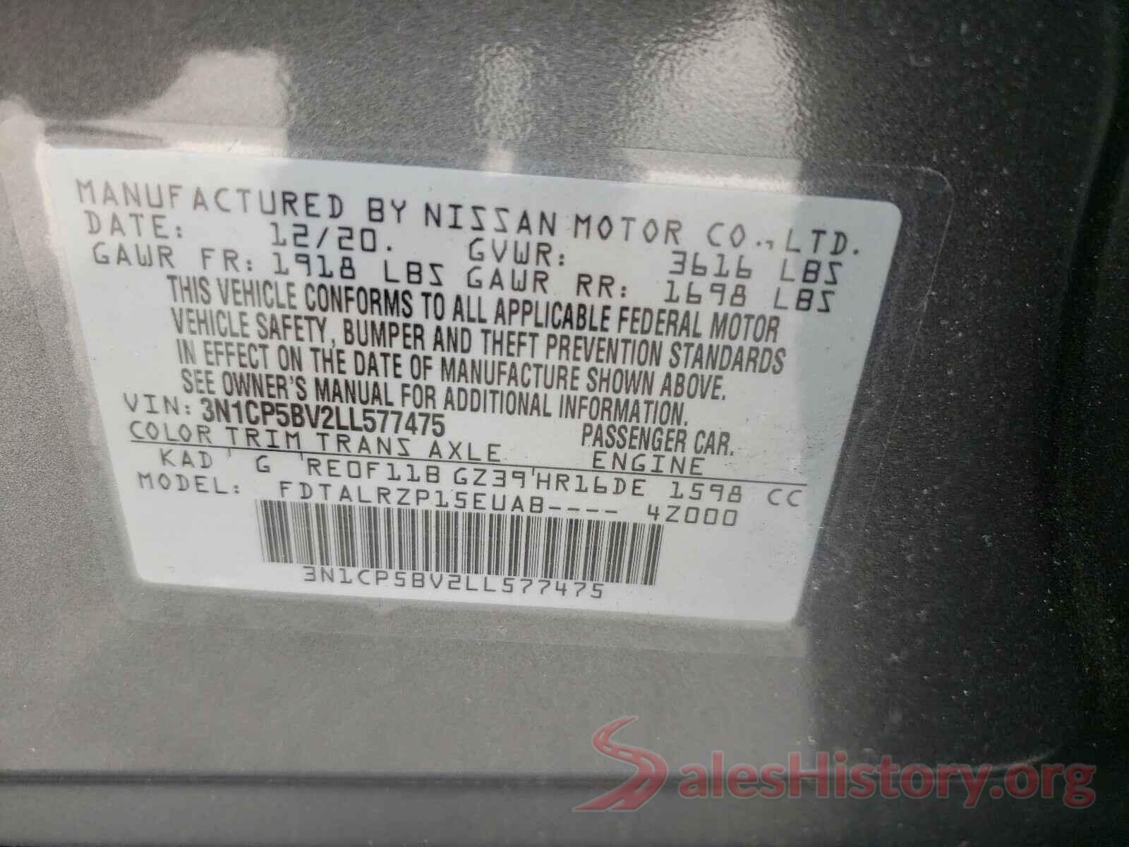 3N1CP5BV2LL577475 2020 NISSAN KICKS