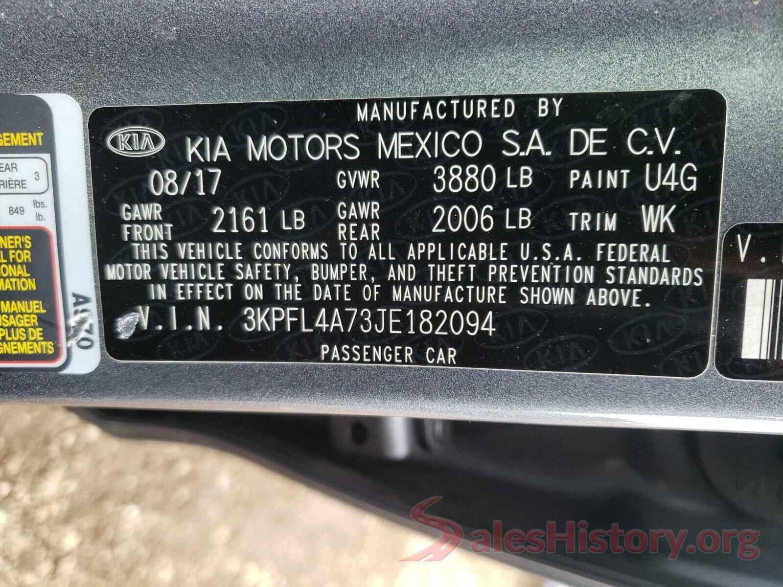 3KPFL4A73JE182094 2018 KIA FORTE