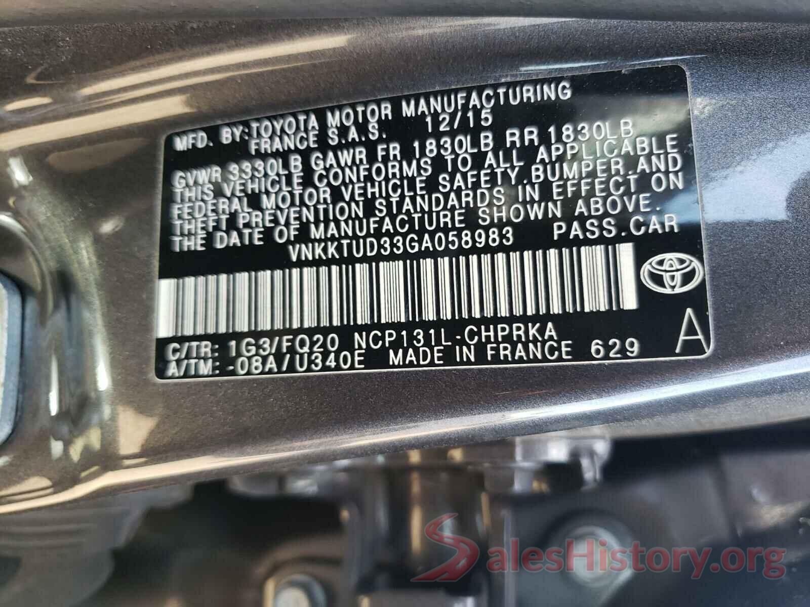 VNKKTUD33GA058983 2016 TOYOTA YARIS