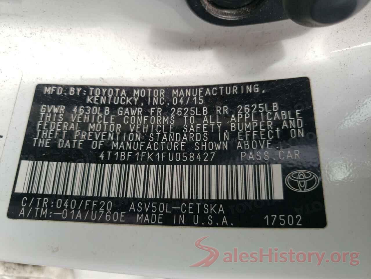 4T1BF1FK1FU058427 2015 TOYOTA CAMRY