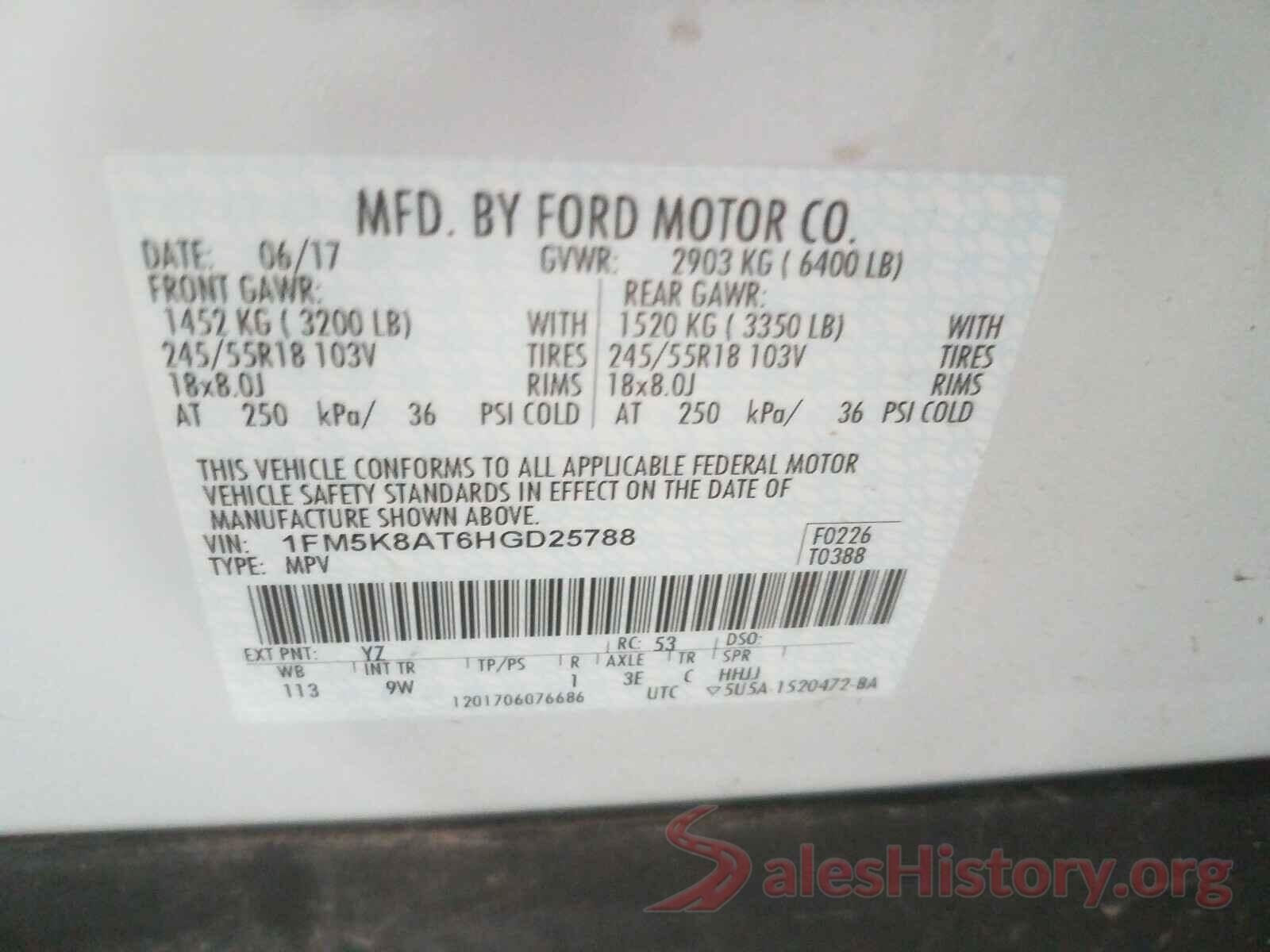 1FM5K8AT6HGD25788 2017 FORD EXPLORER