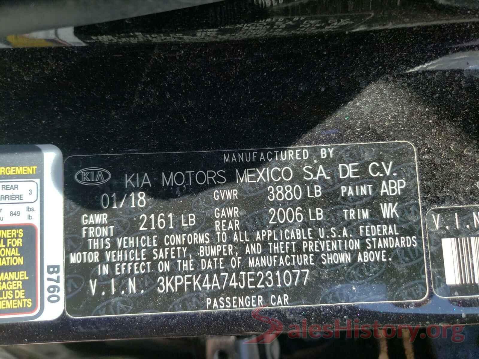 3KPFK4A74JE231077 2018 KIA FORTE