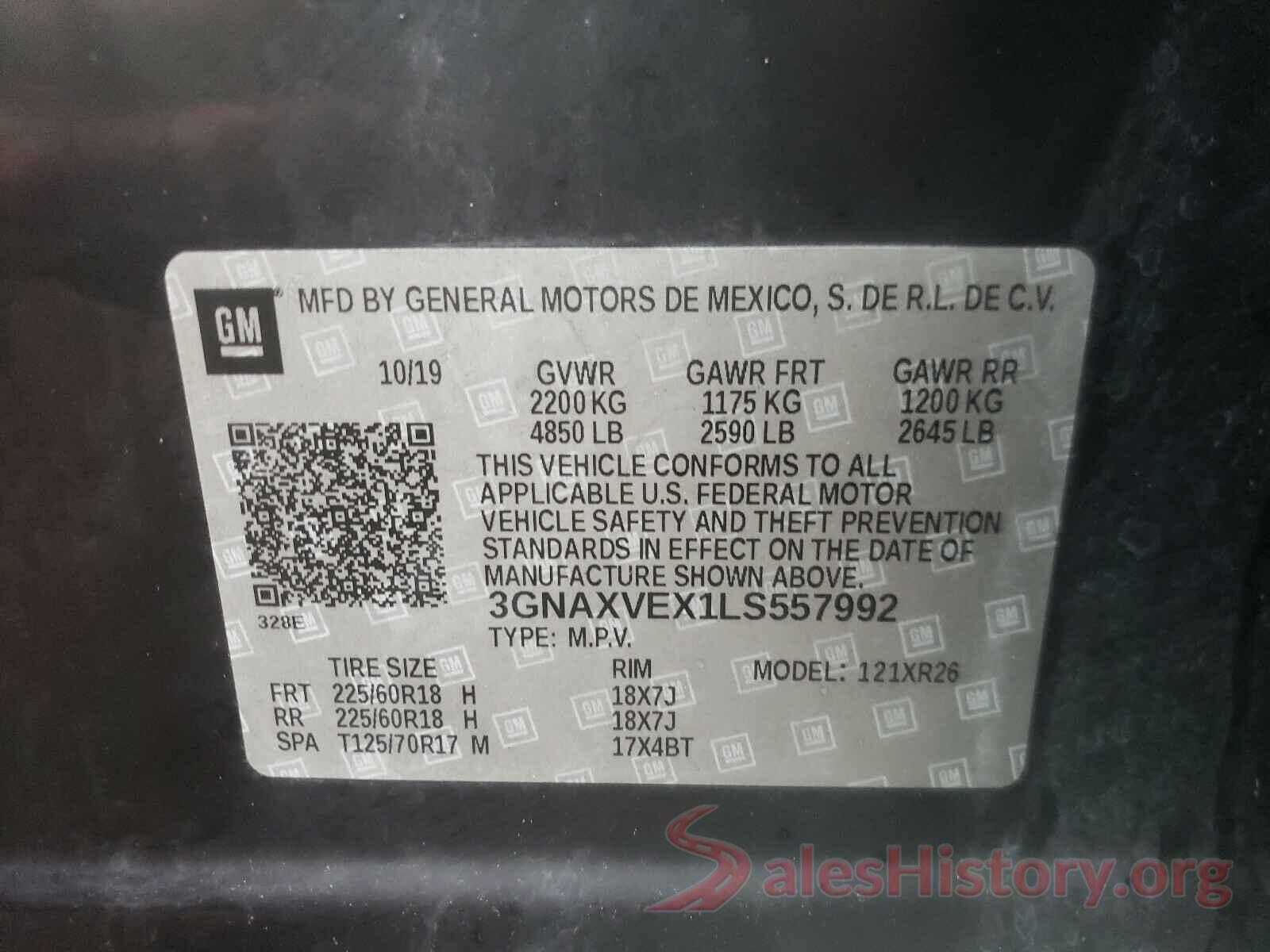 3GNAXVEX1LS557992 2020 CHEVROLET EQUINOX