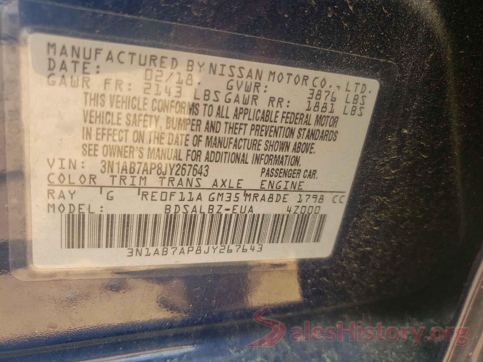 3N1AB7AP8JY267643 2018 NISSAN SENTRA