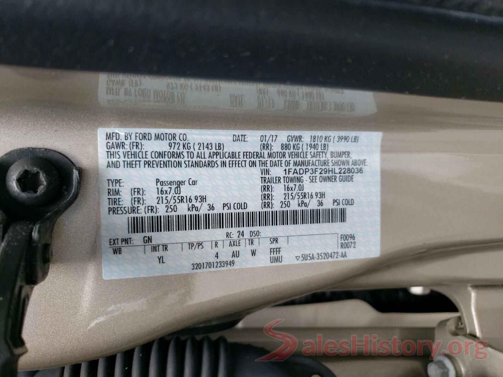 1FADP3F29HL228036 2017 FORD FOCUS