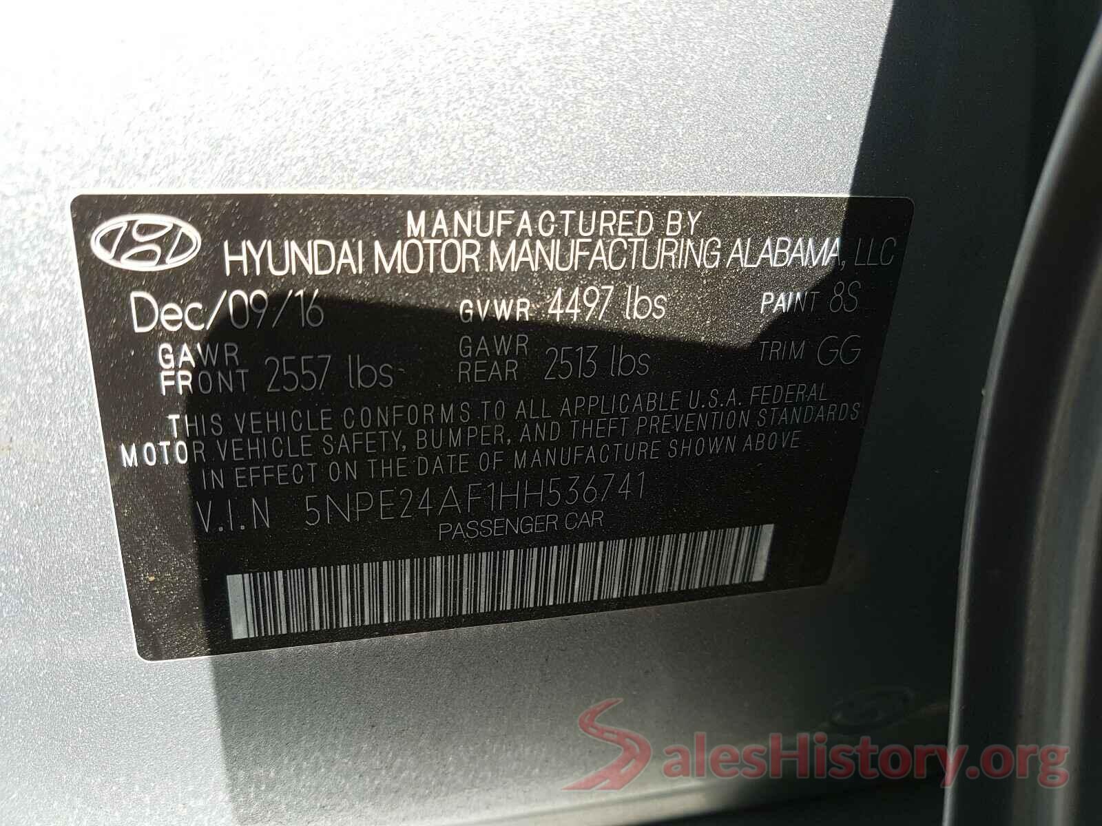 5NPE24AF1HH536741 2017 HYUNDAI SONATA