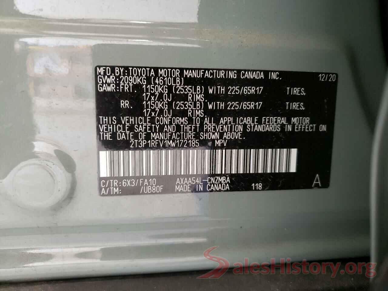 2T3P1RFV1MW172185 2021 TOYOTA RAV4