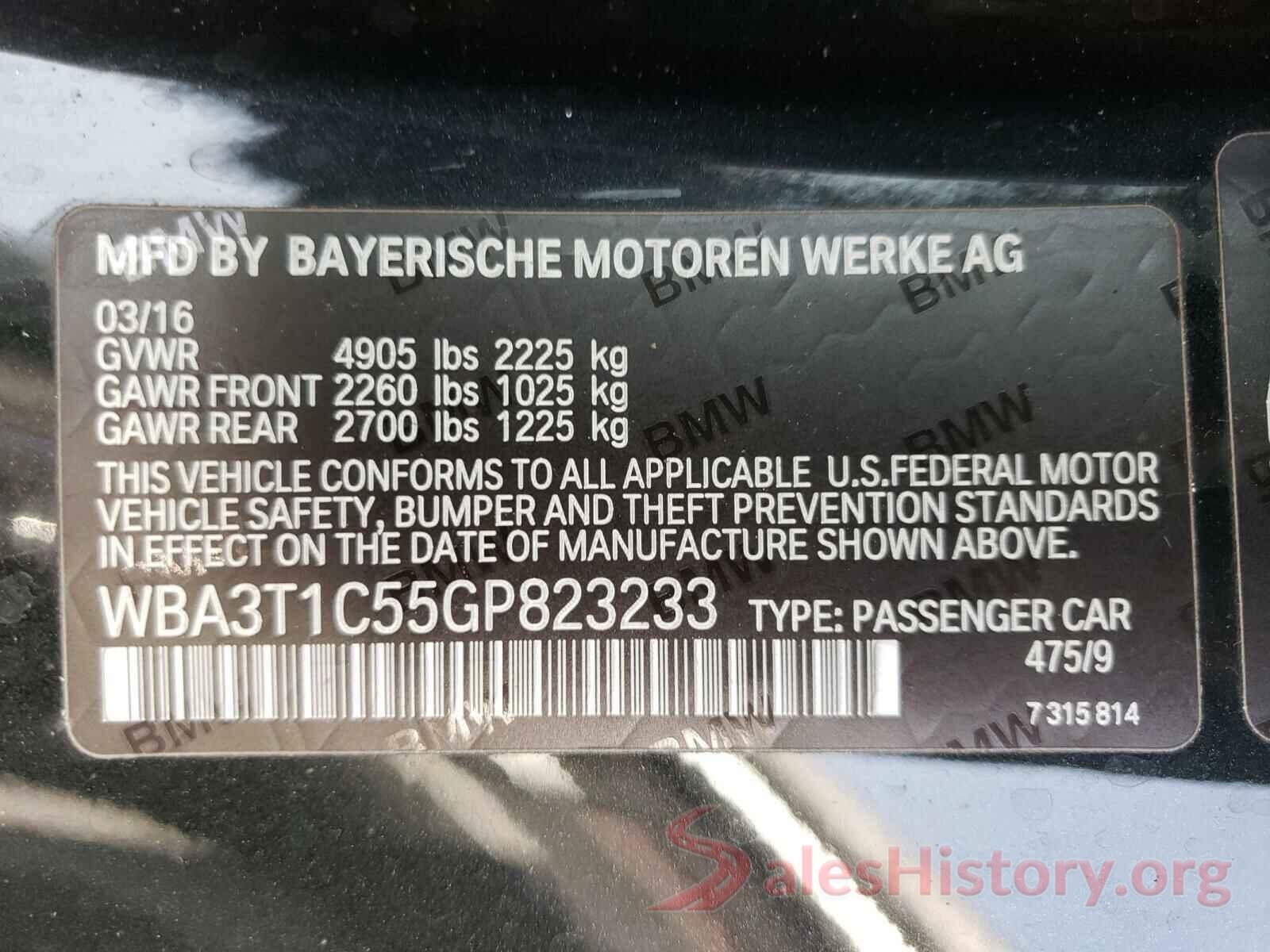 WBA3T1C55GP823233 2016 BMW 4 SERIES