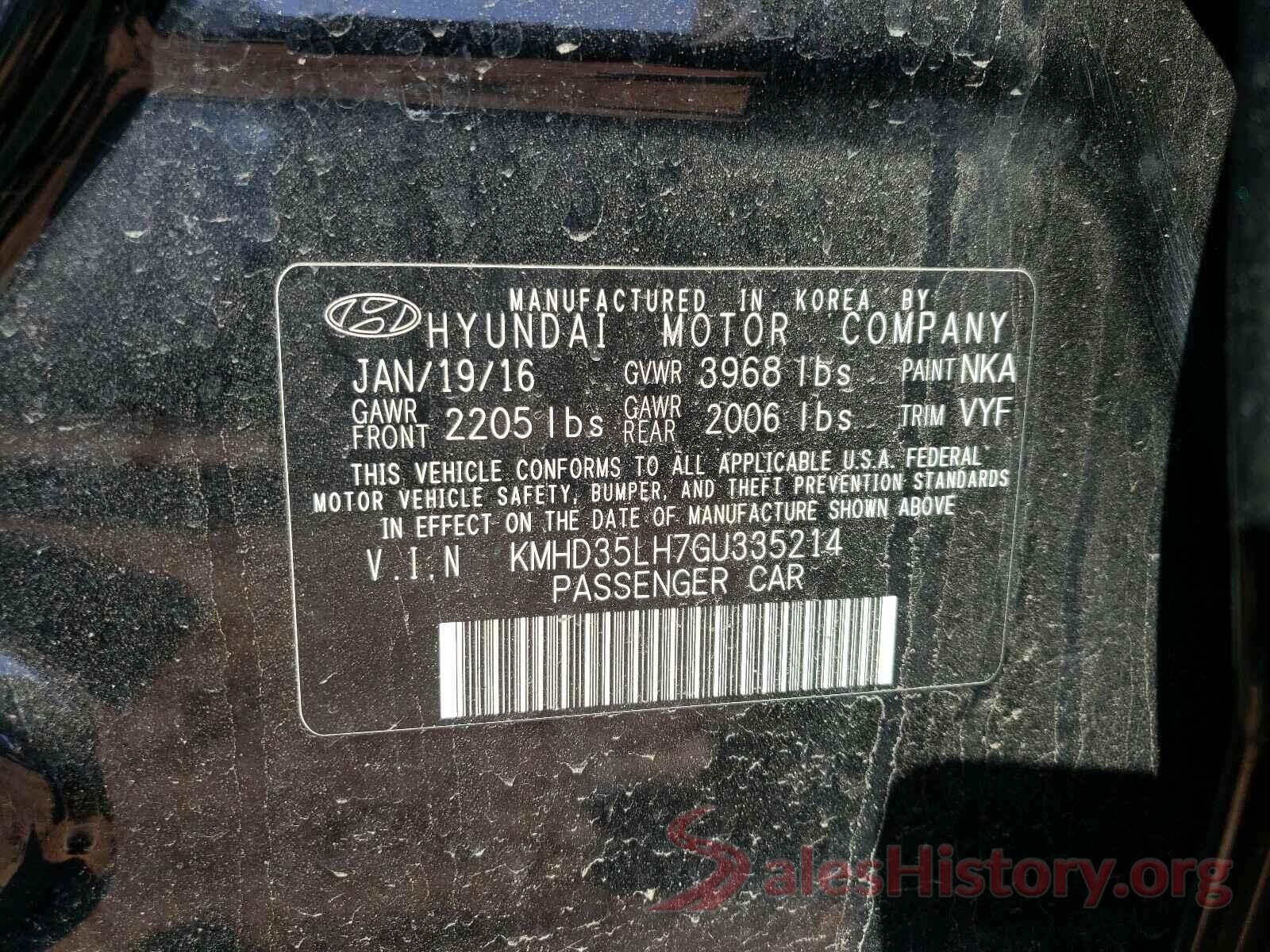 KMHD35LH7GU335214 2016 HYUNDAI ELANTRA