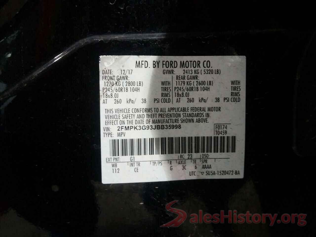 2FMPK3G93JBB35998 2018 FORD EDGE