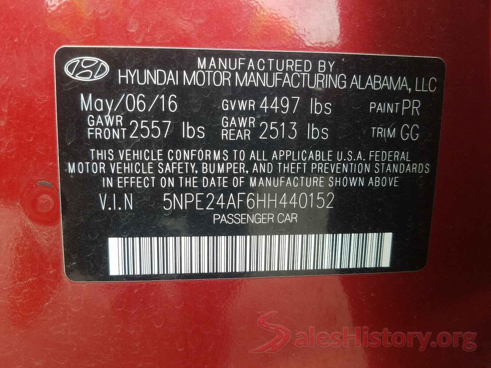 5NPE24AF6HH440152 2017 HYUNDAI SONATA