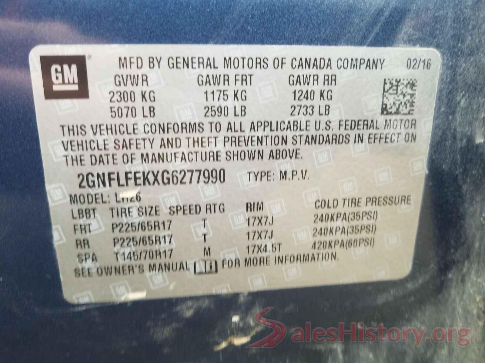 2GNFLFEKXG6277990 2016 CHEVROLET EQUINOX