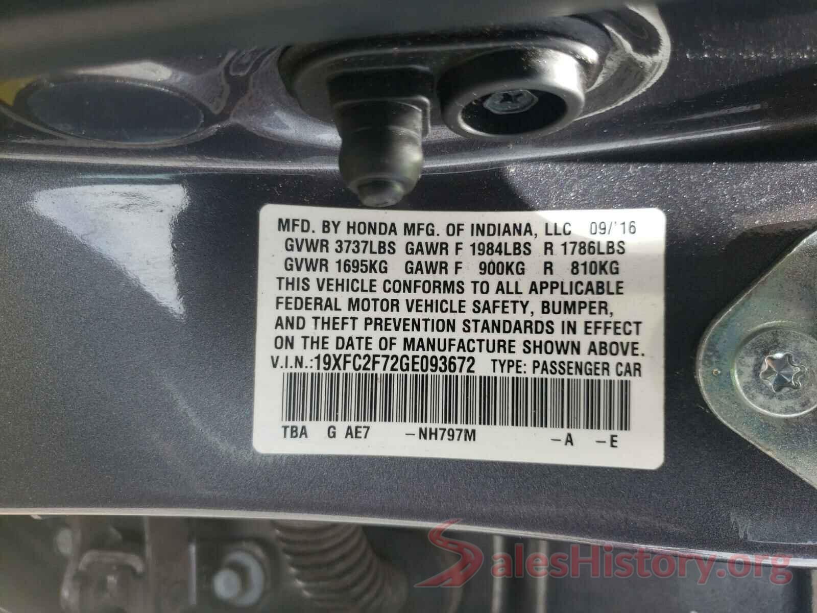 19XFC2F72GE093672 2016 HONDA CIVIC