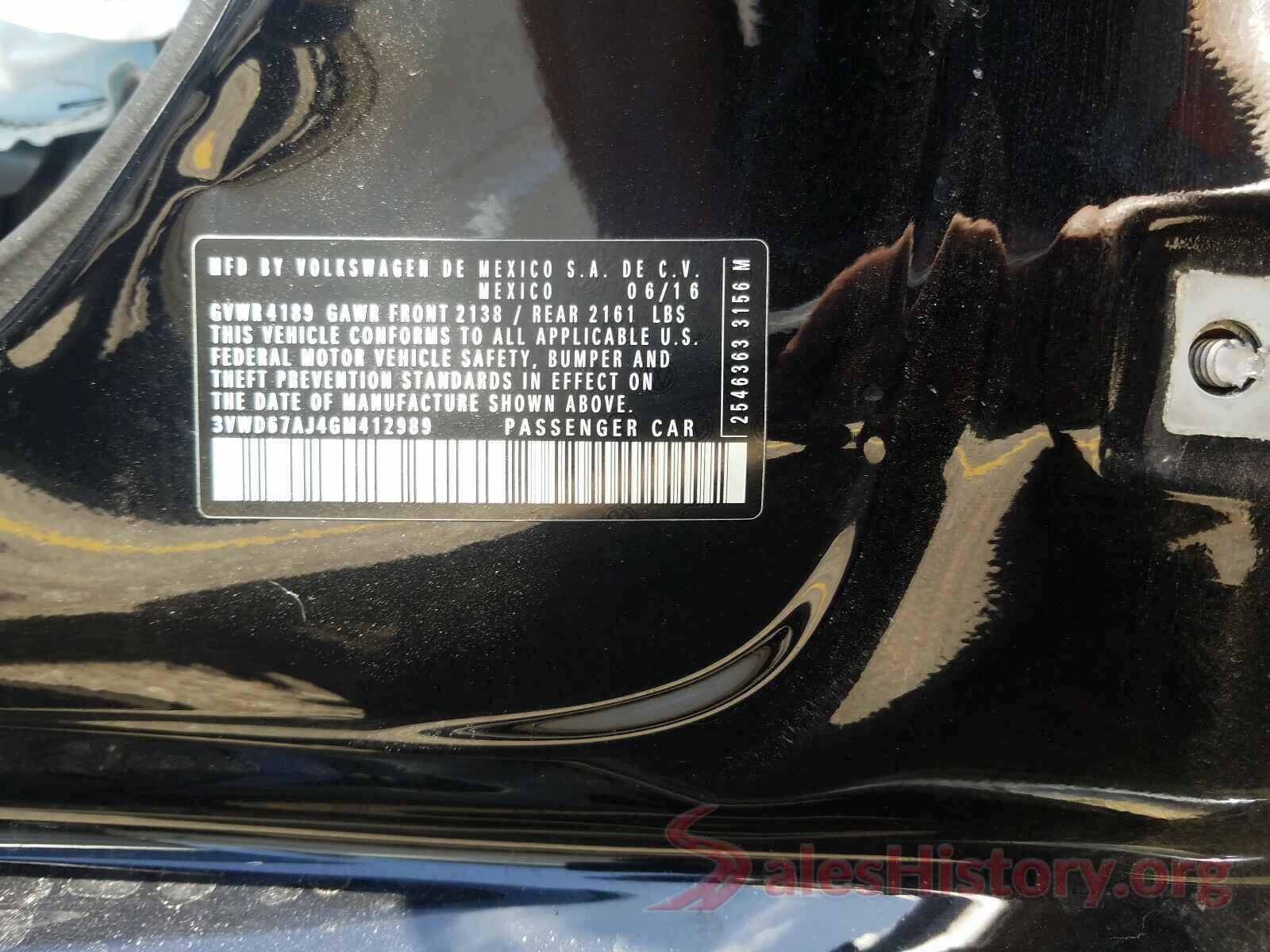 3VWD67AJ4GM412989 2016 VOLKSWAGEN JETTA