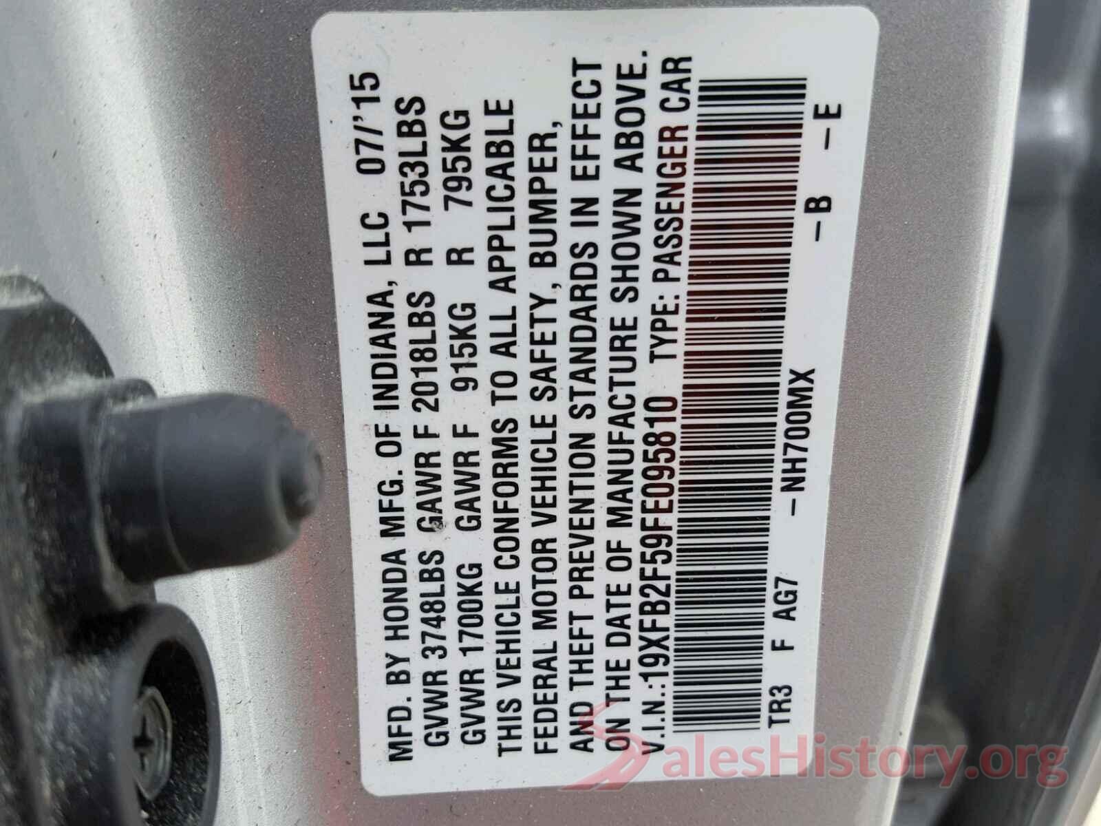 19XFB2F59FE095810 2015 HONDA CIVIC LX