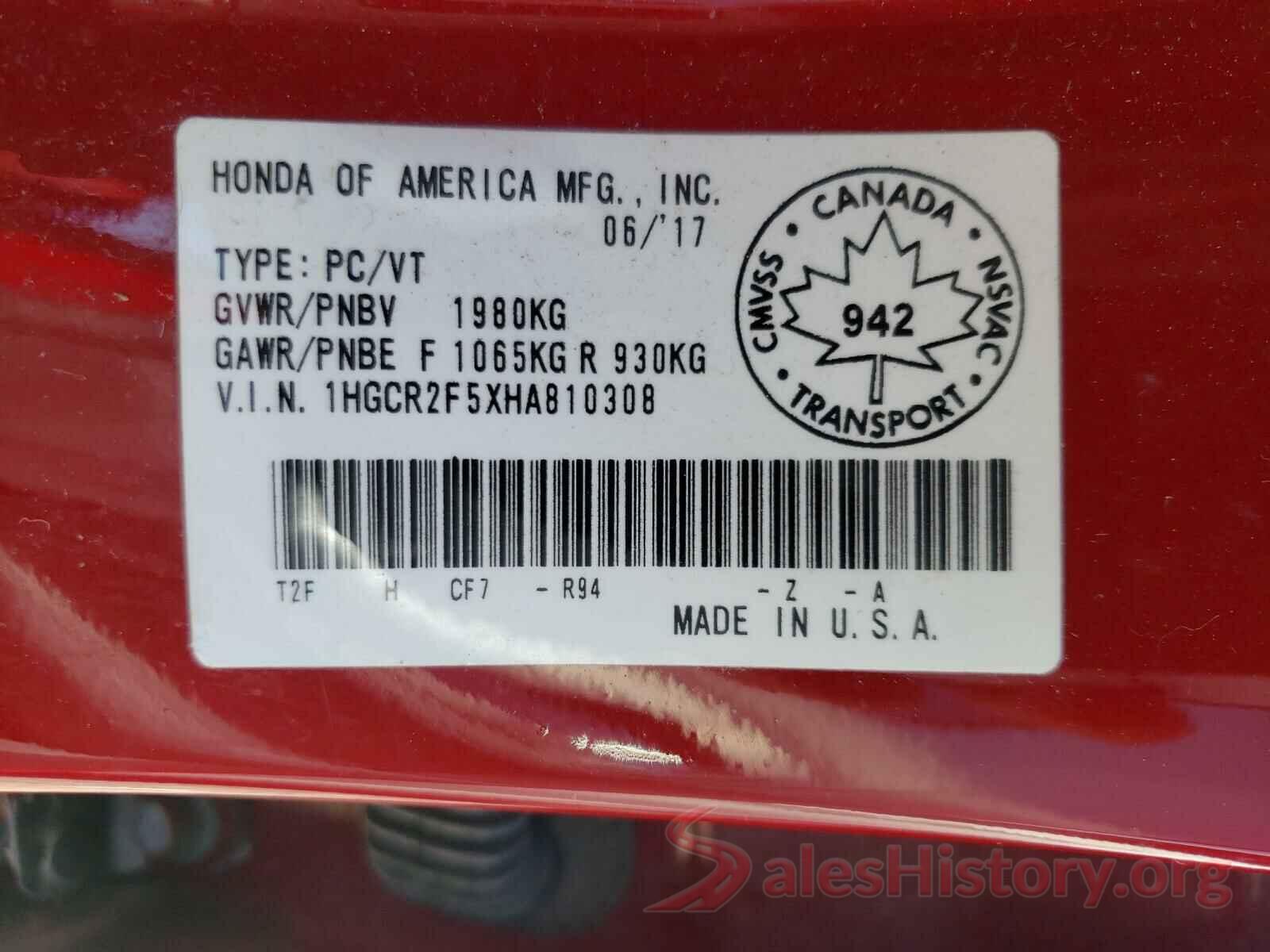 1HGCR2F5XHA810308 2017 HONDA ACCORD