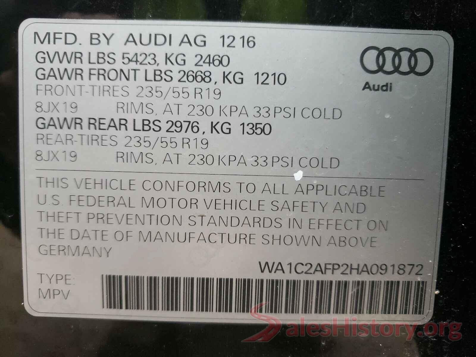 WA1C2AFP2HA091872 2017 AUDI Q5