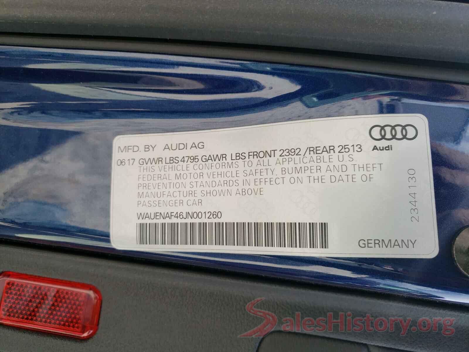 WAUENAF46JN001260 2018 AUDI A4