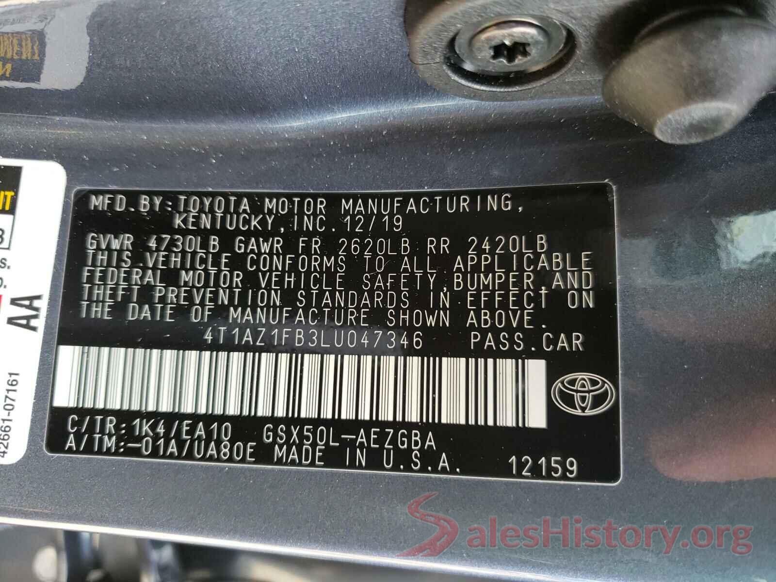 4T1AZ1FB3LU047346 2020 TOYOTA AVALON