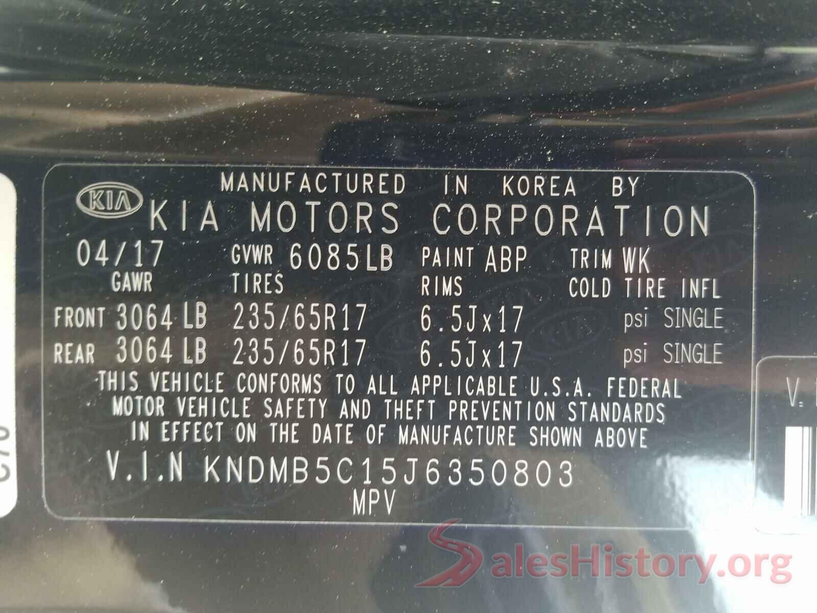 KNDMB5C15J6350803 2018 KIA SEDONA